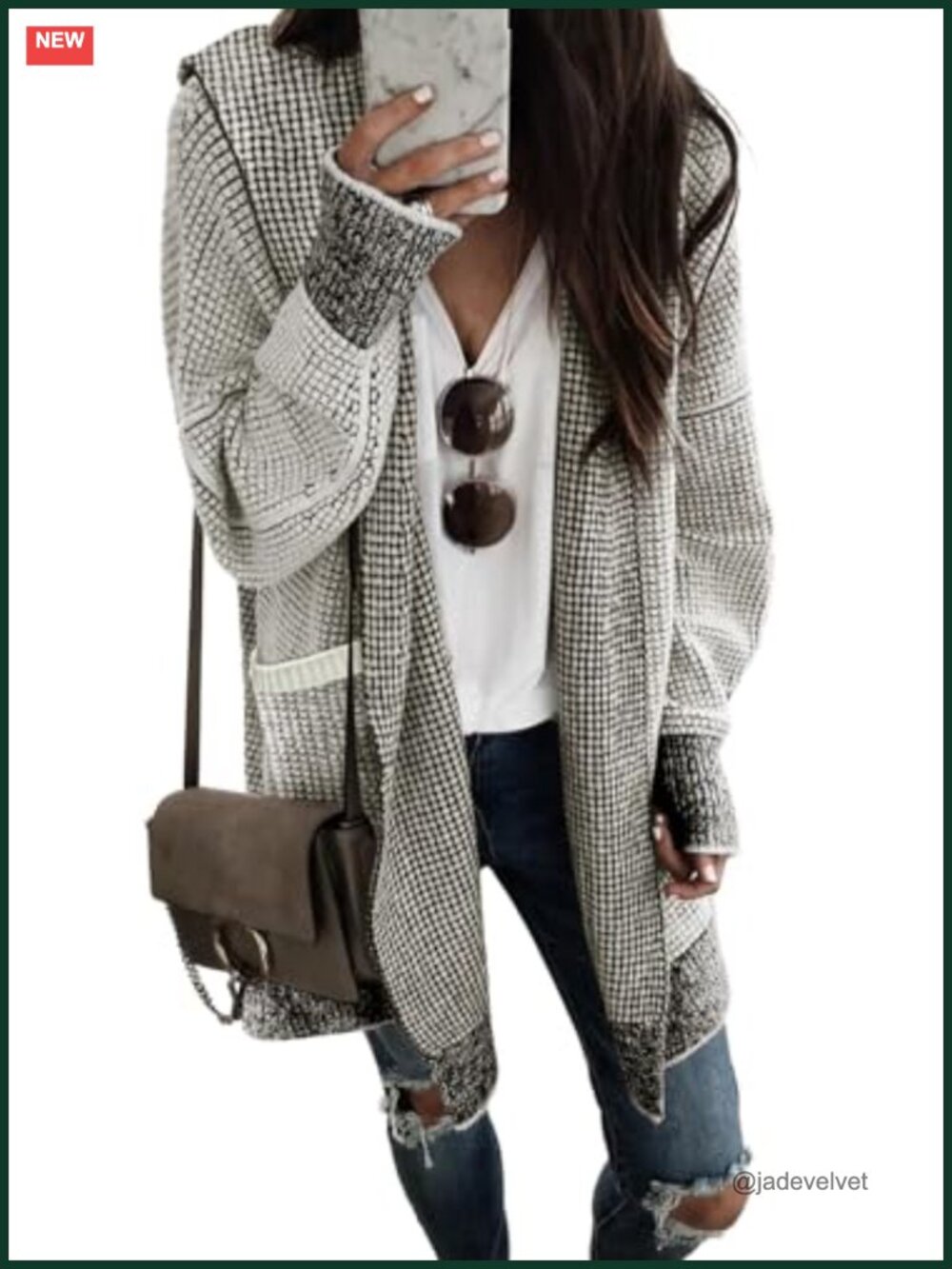 Women's Oversized Open Front Hooded Cardigan Long Sleeve Knit Sweater